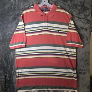 Vintage Polo Ralph Lauren Shirt Men 2XLT Red Green Striped 90s Mall Dad Preppy